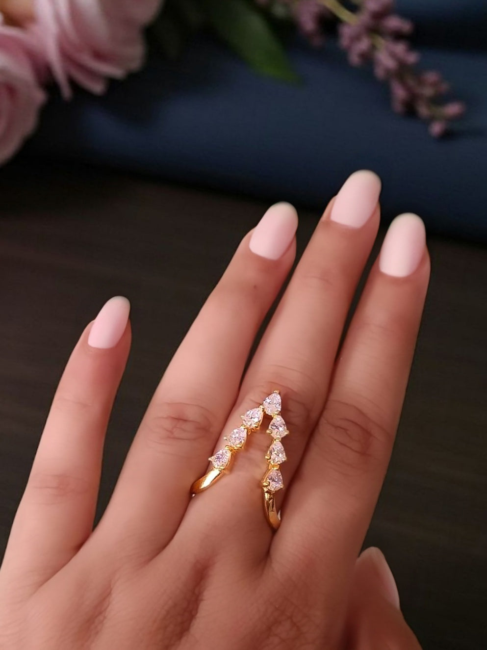 Pear Diamond Vanki Ring