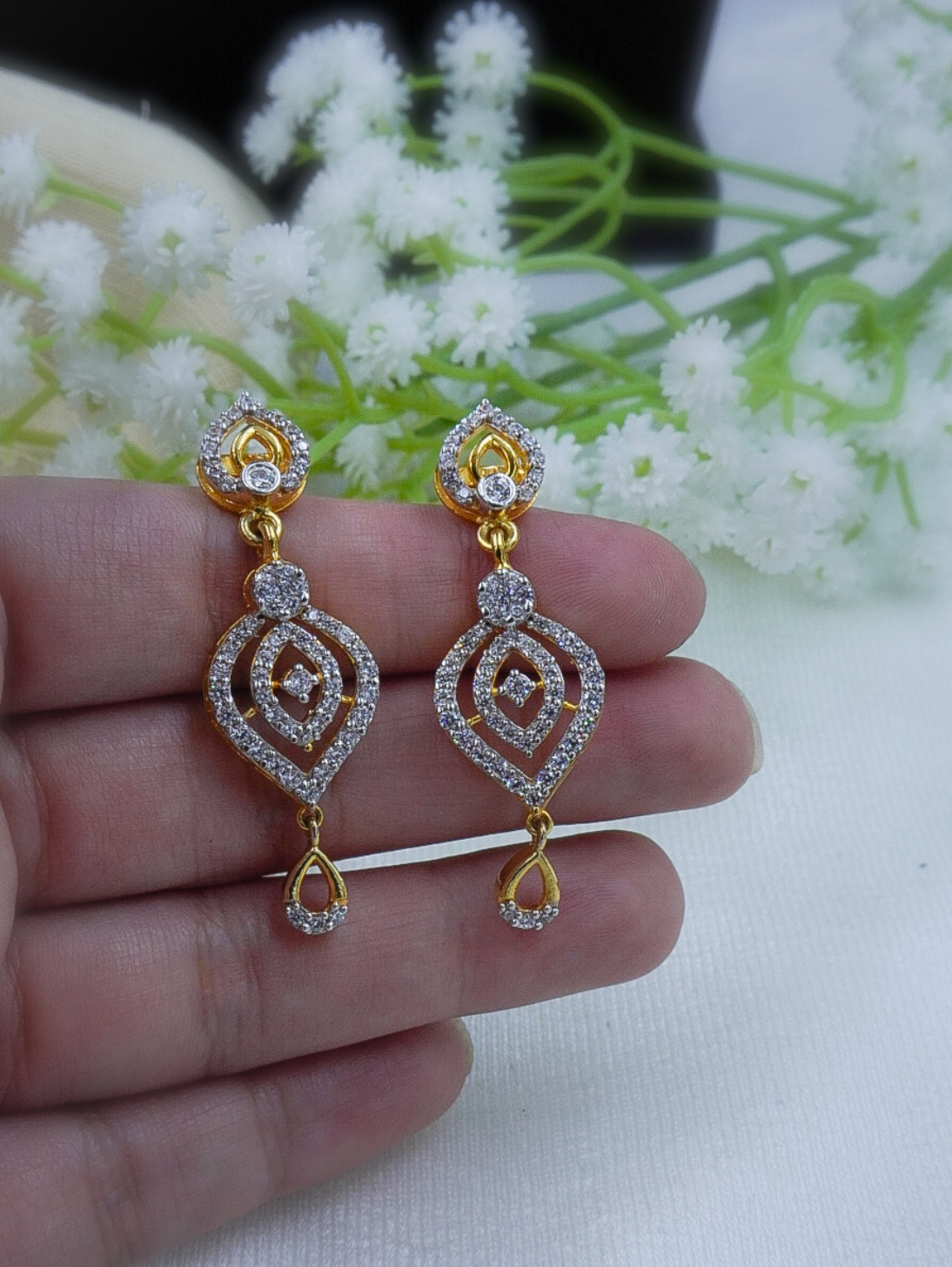 Luxe Gleam Gold & Diamond Earrings