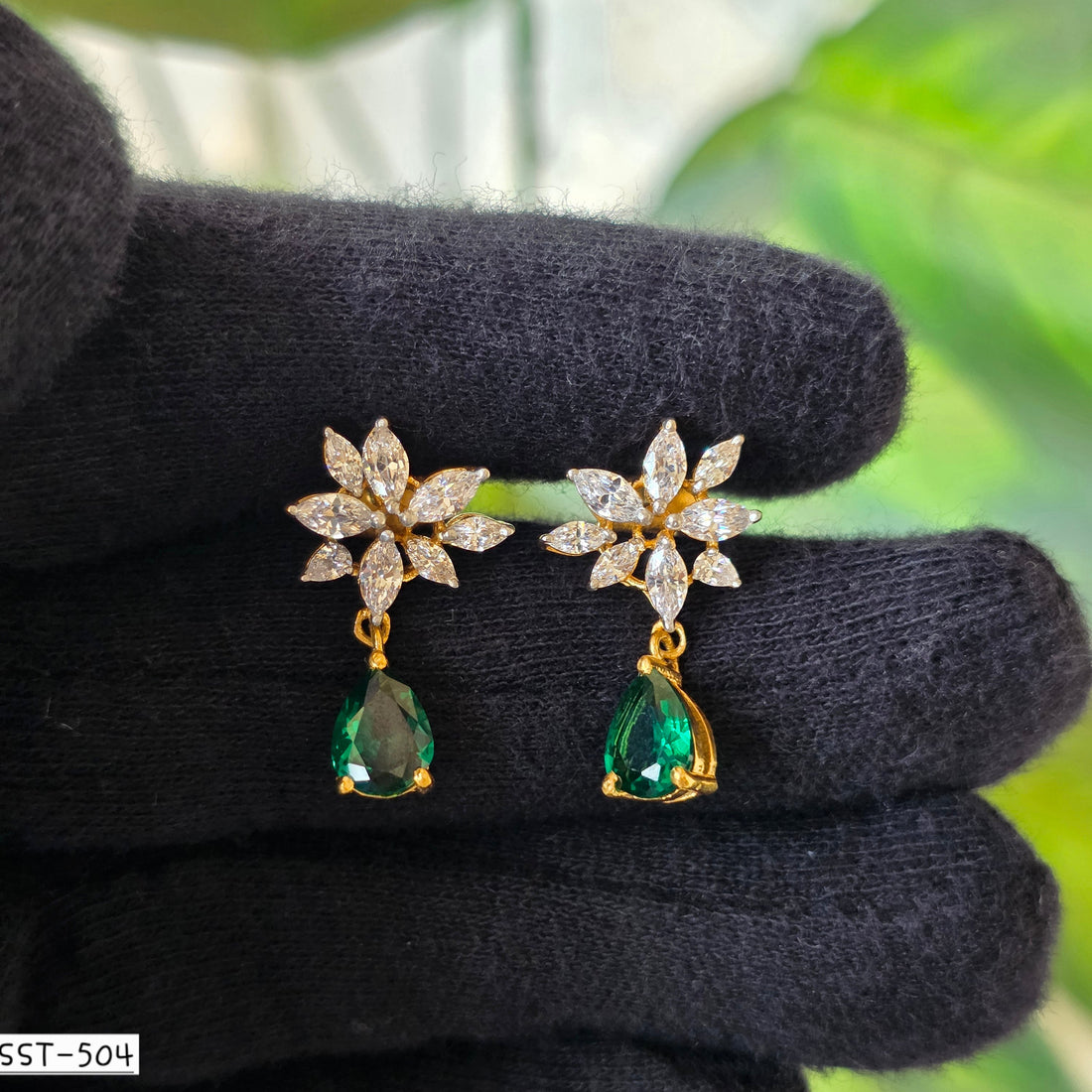 Anbu Emerald Drop Earrings