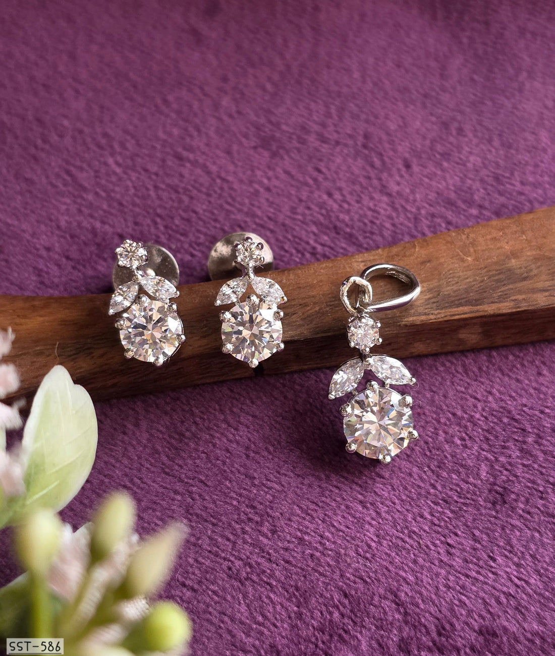 Radiant Crystal Pendant Earrings Set