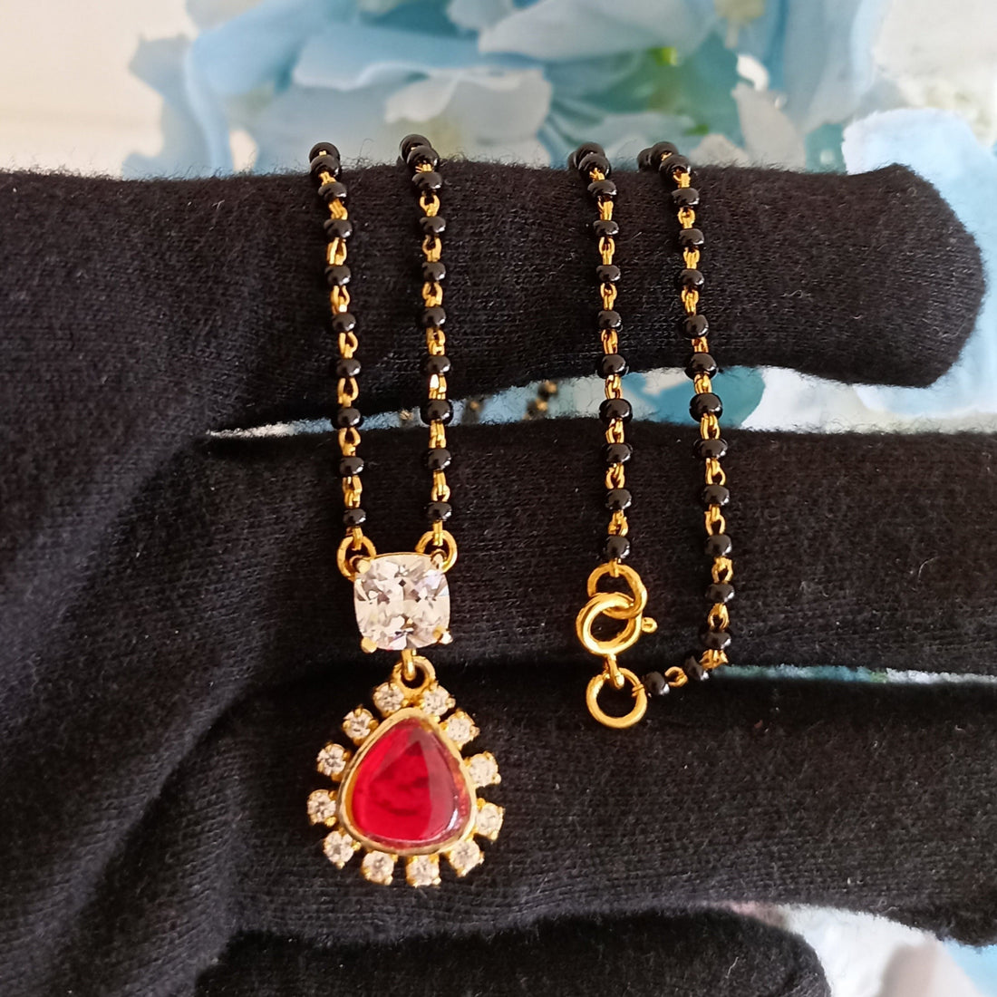 EMERALD RADIANCE BLACK BEADS MANGALSUTRA
