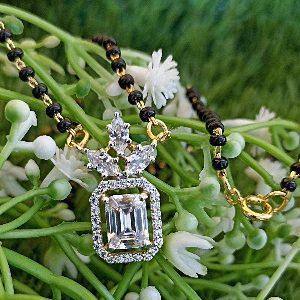 Ebony Blossom Mangalsutra With Dazzling Pendant