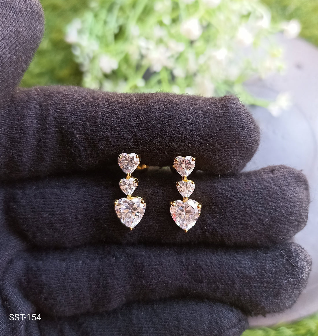 Love Triangle Heart Stud