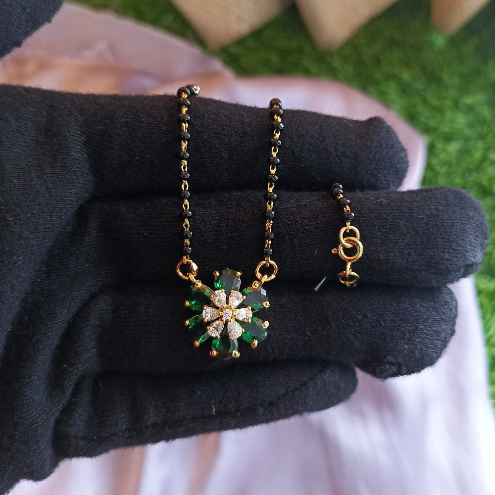 GEMSTONE AND CUBIC ZIRCONIA PENDANT MANGALSUTRA