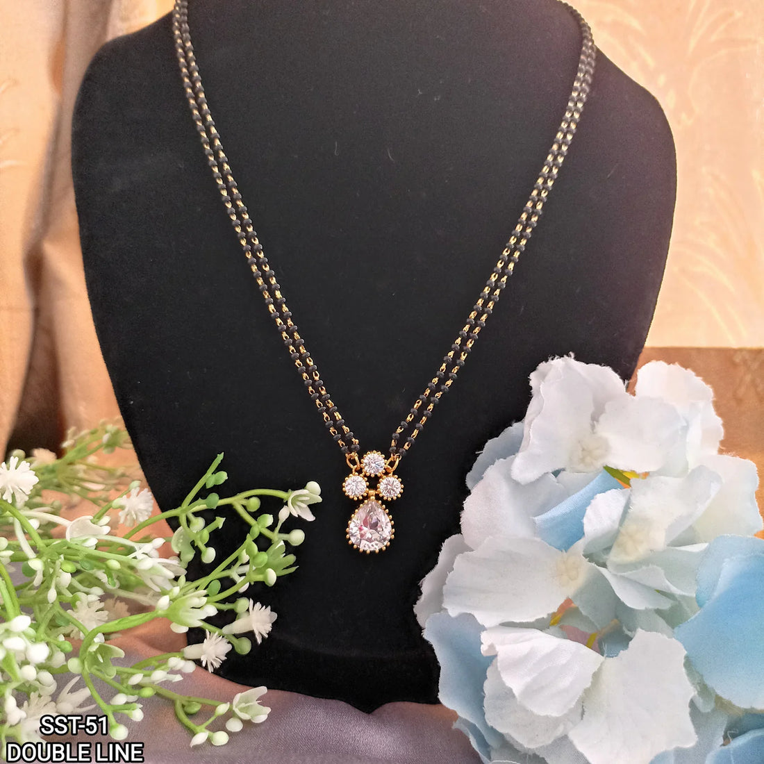 Sparkling Teardrop Double Line Mangalsutra