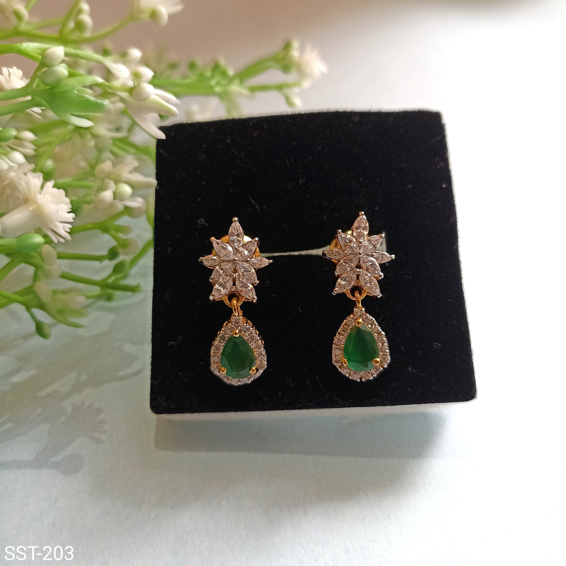 Fiery Green Leaf Earrings