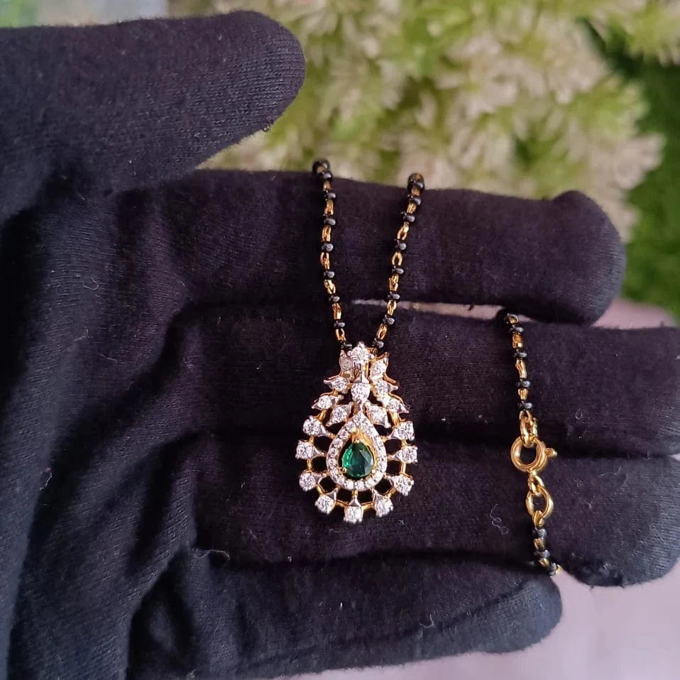 Emerald Diamond Floral Mangalsutra