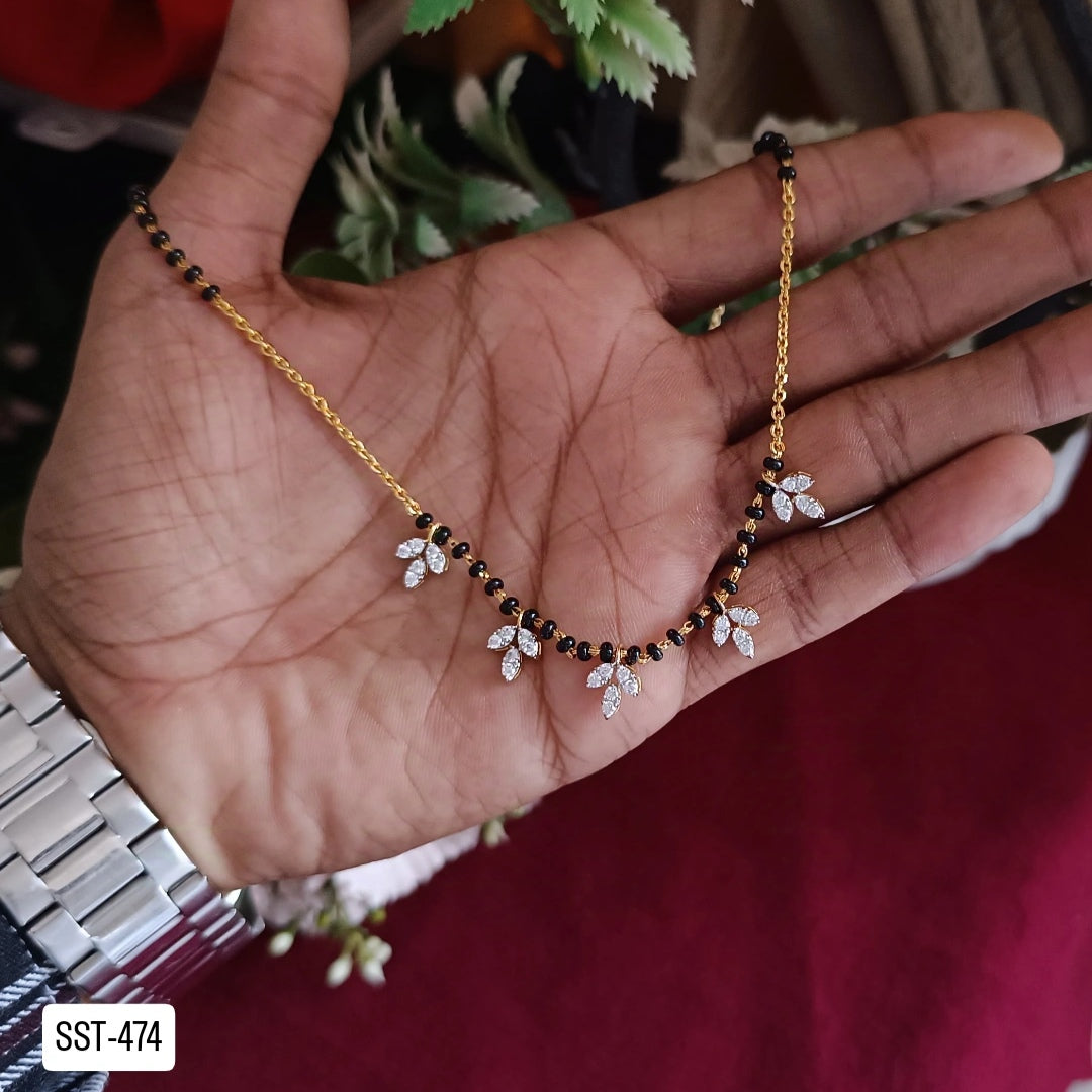 Vaan Mangalsutra With Cz Leaf Design