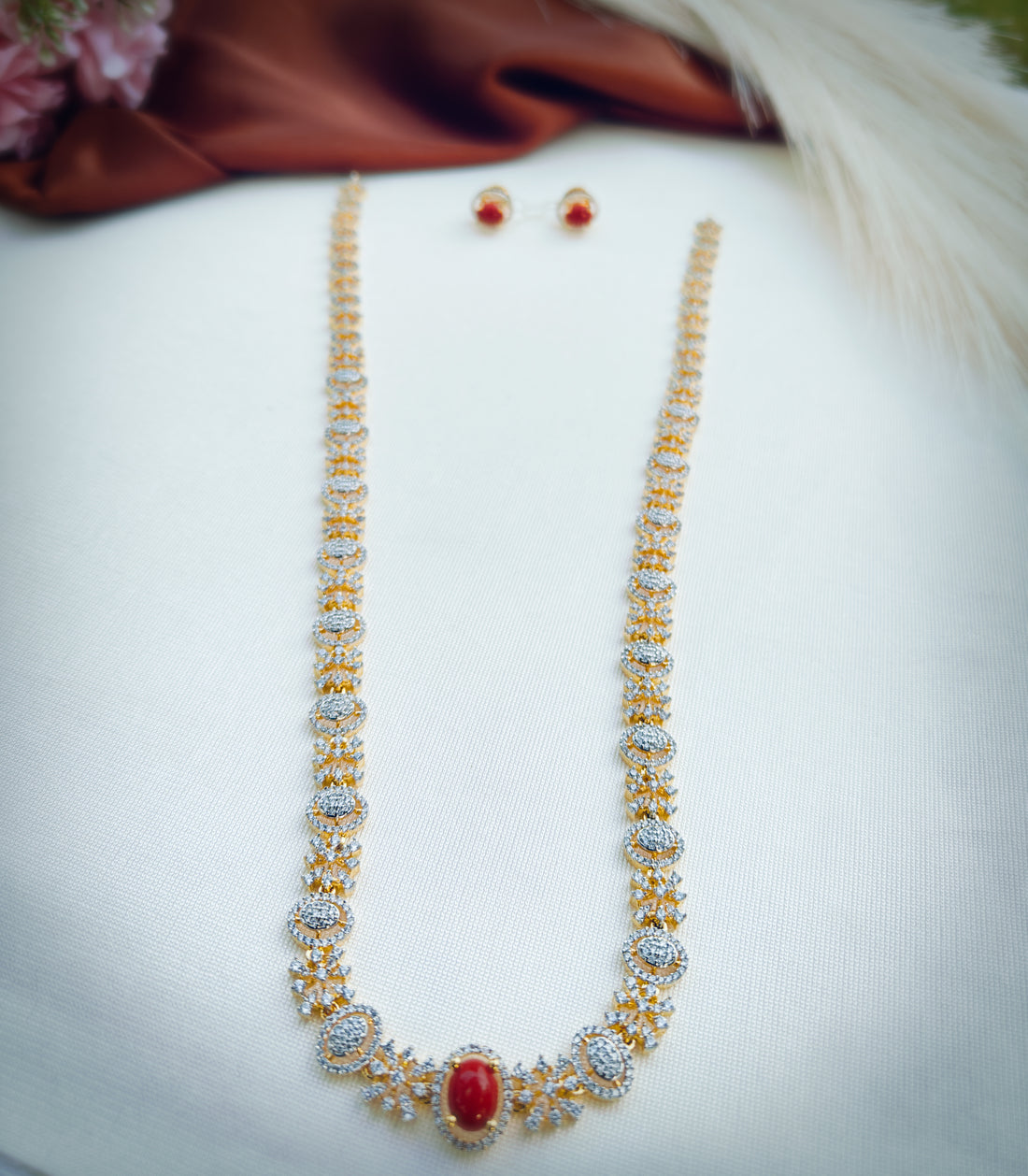 Coral Elegance 2-in-1 Necklace & Vaddanam