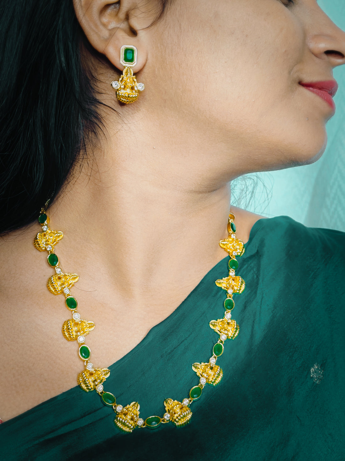 Ethereal Lakshmi Green Necklace