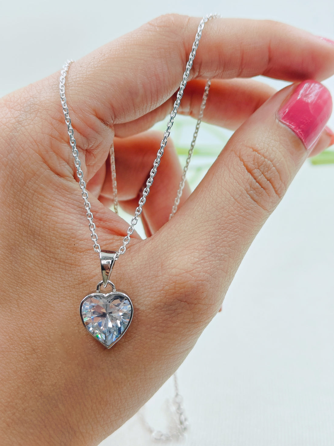 Heart pendant silver necklace
