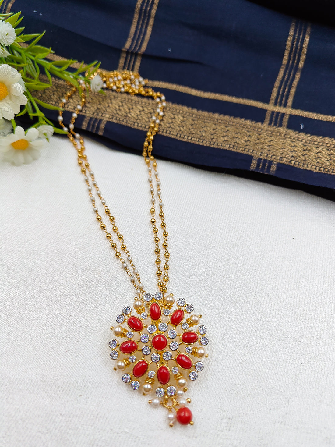 Crimson Cascade Pendant Chain