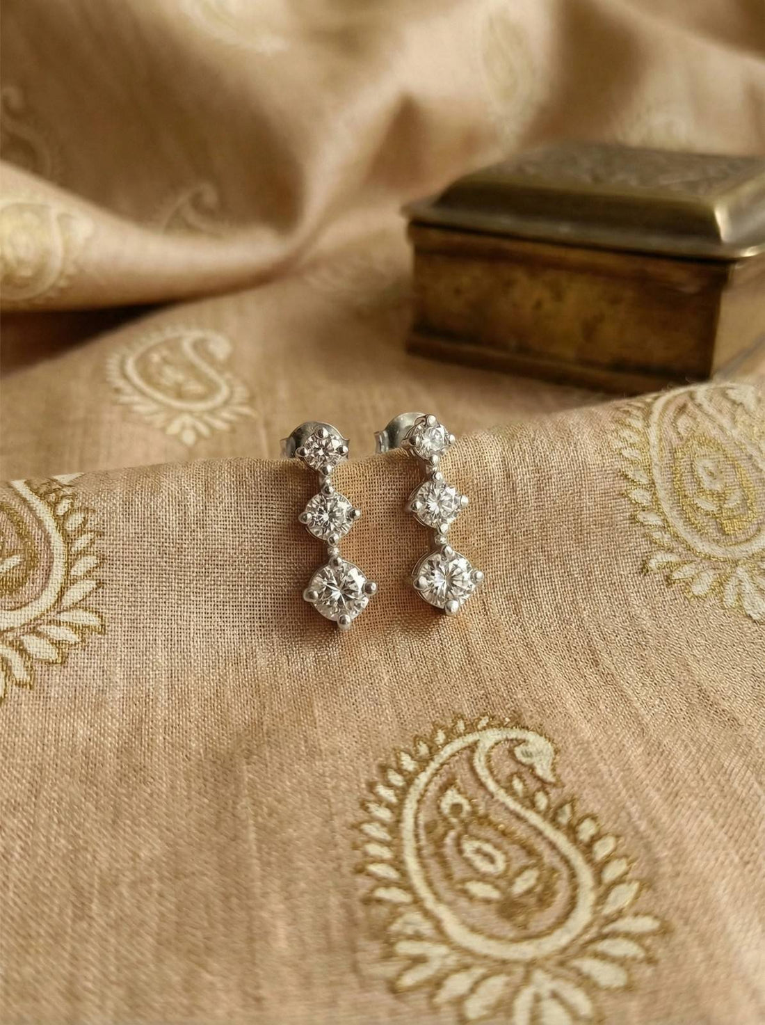 Three-tier Diamond Drop Earrings