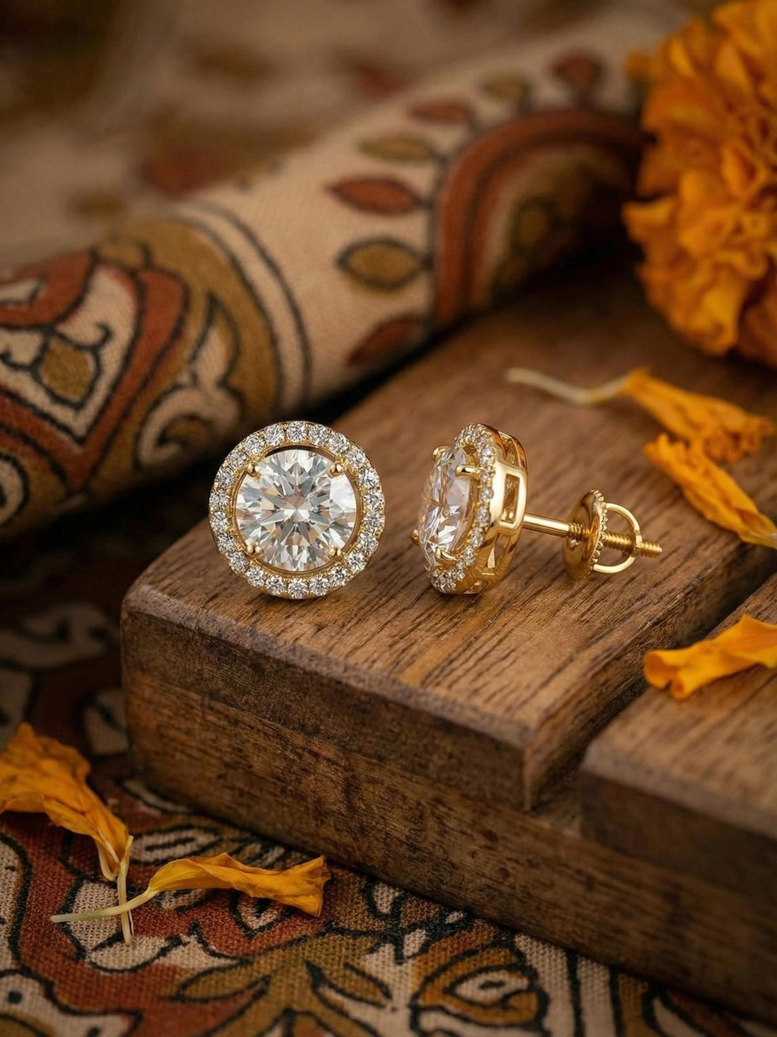 2 CARAT ROUND HALO STUD EARRINGS