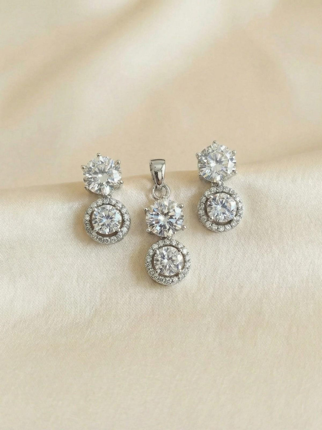 DIAMOND CZ PENDANT & EARRINGS SET