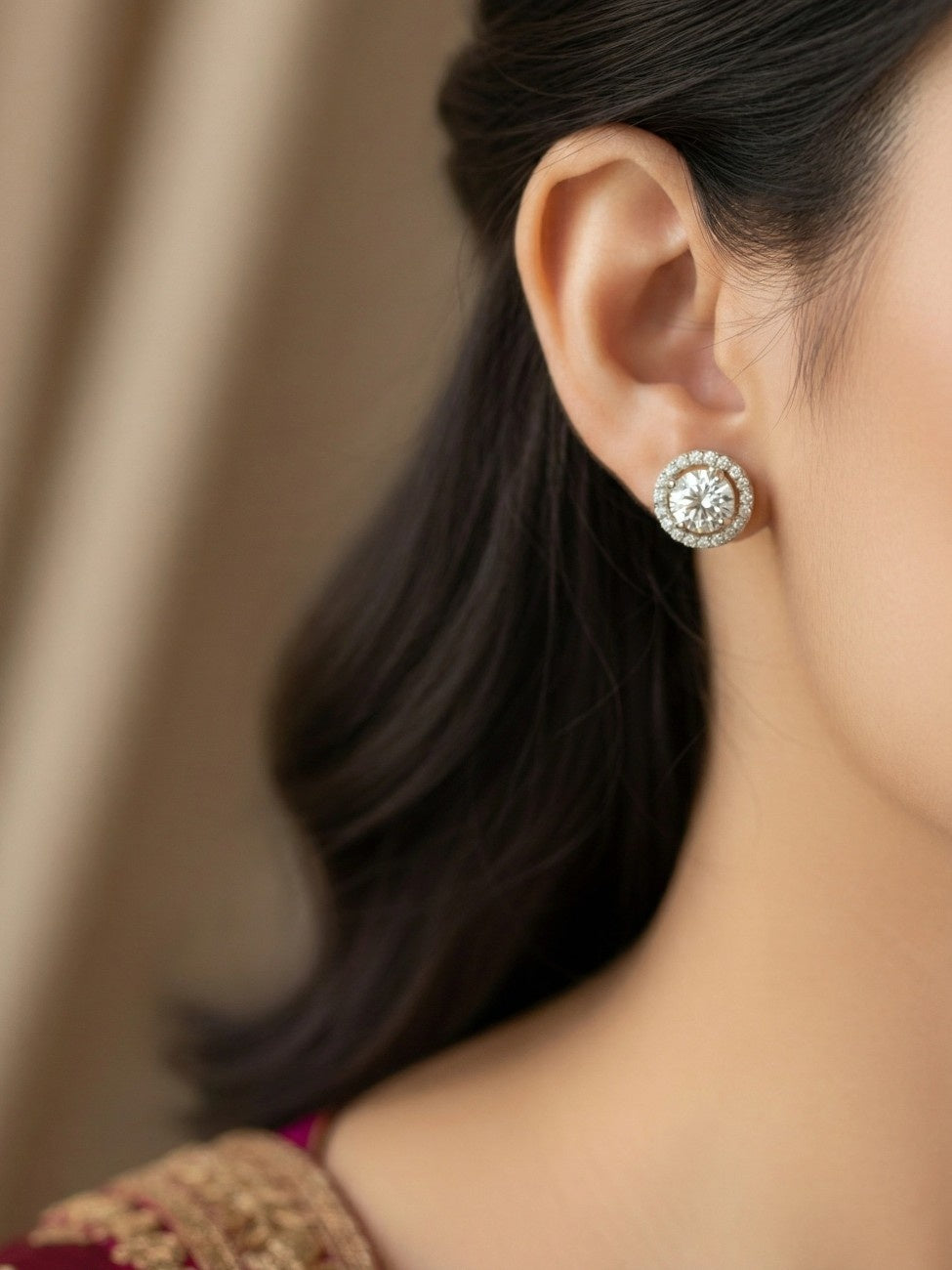 2 CARAT ROUND HALO STUD EARRINGS