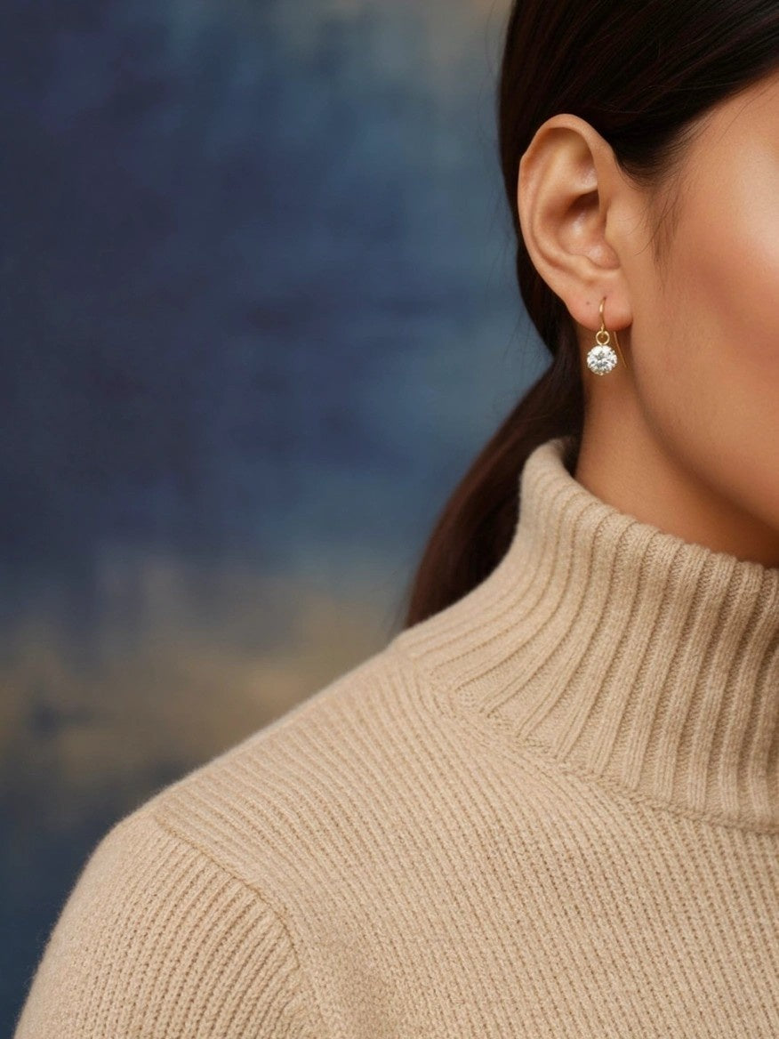 Avani Round Diamond Drop Earrings