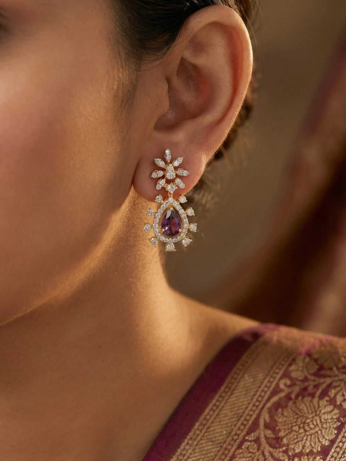 FLORAL DIAMOND EARRING