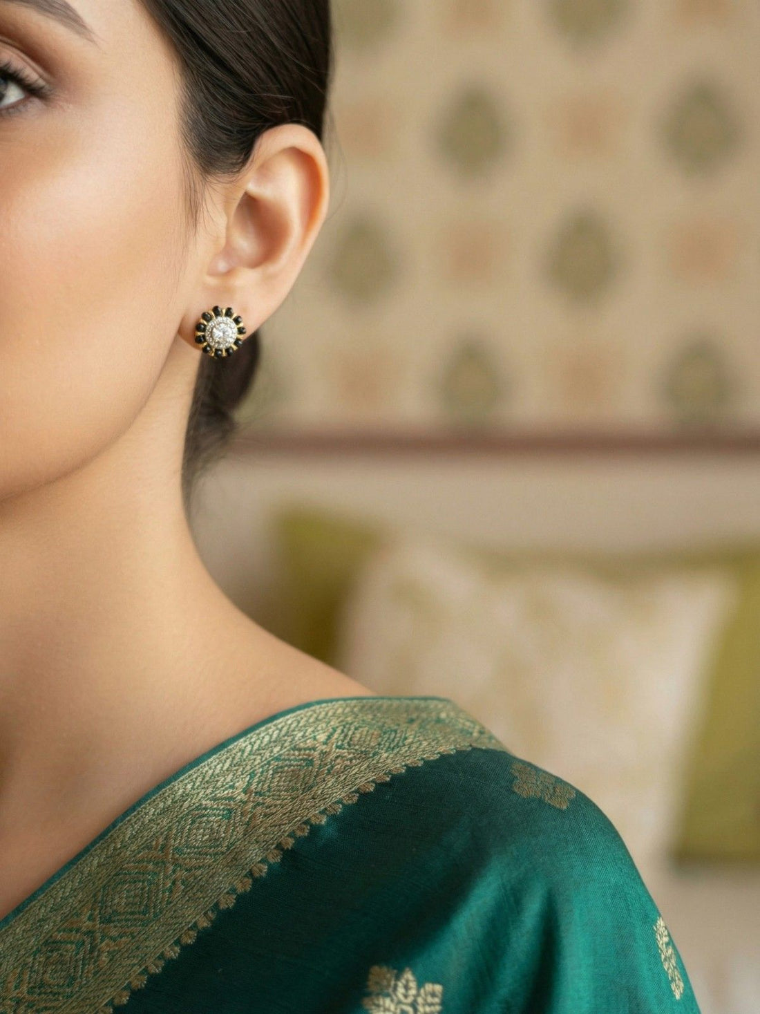 Black Enigma Halo Earrings