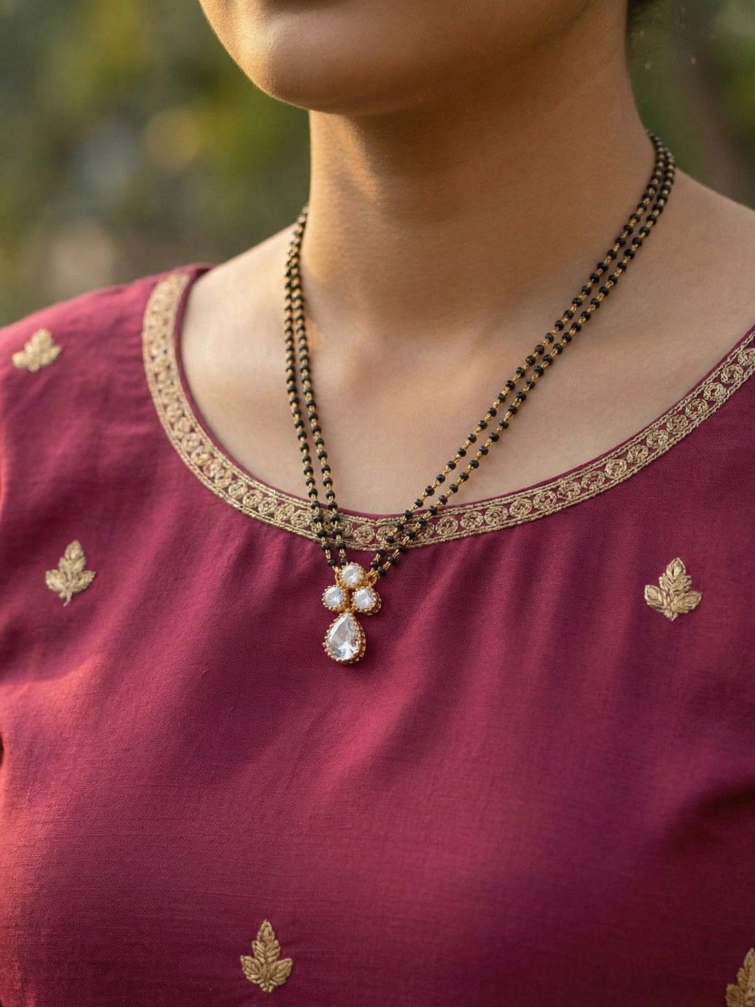 Sparkling Teardrop Double Line Mangalsutra
