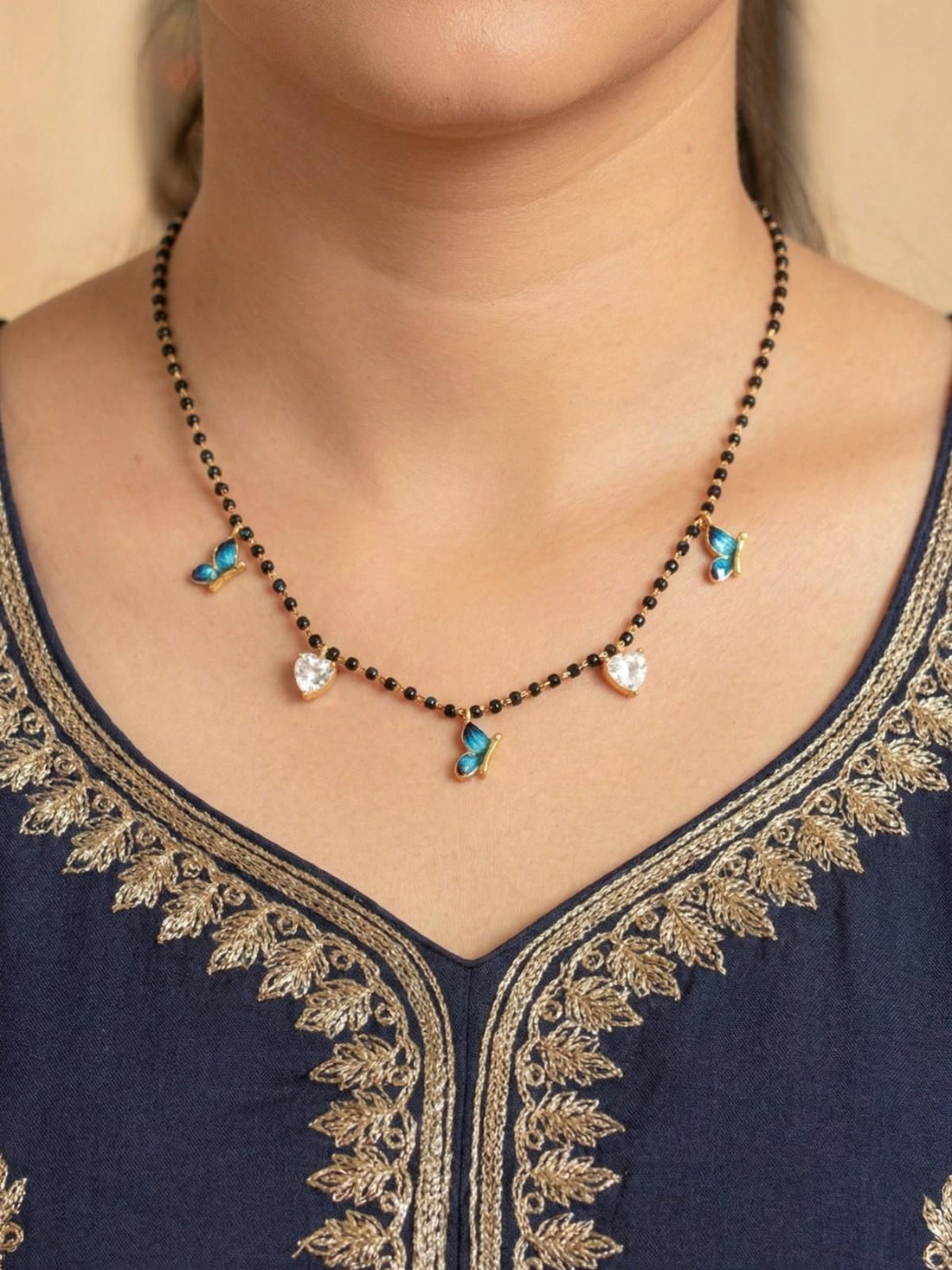 Charming Butterfly And Heart Mangalsutra