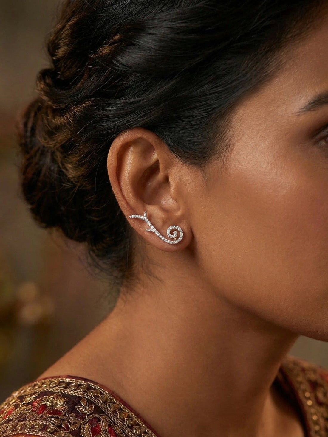 Swirling Vine Cuff Earrings