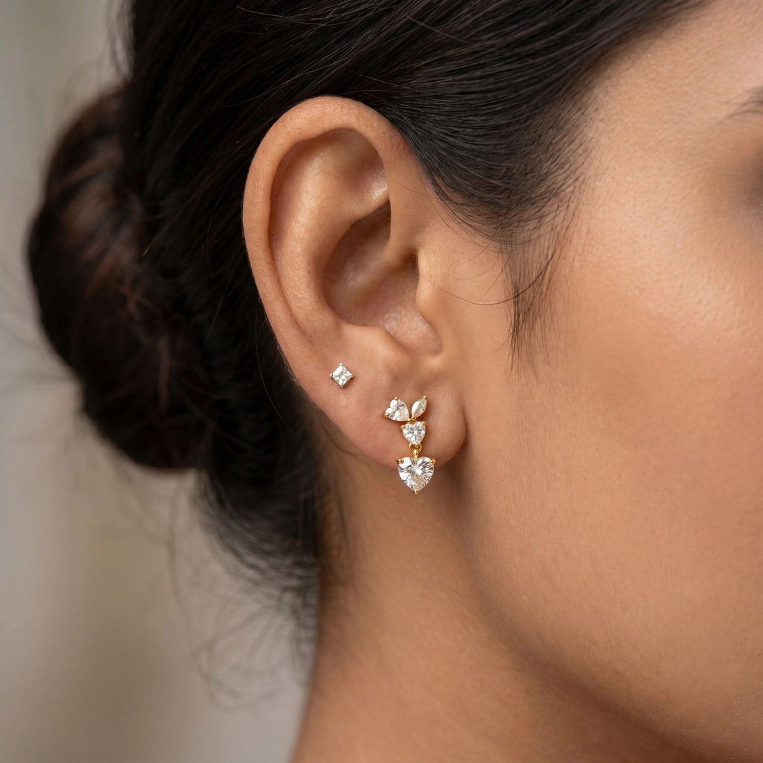 Heart Diamond Drop Earrings