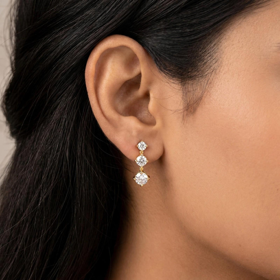 Three-tier Diamond Drop Earrings