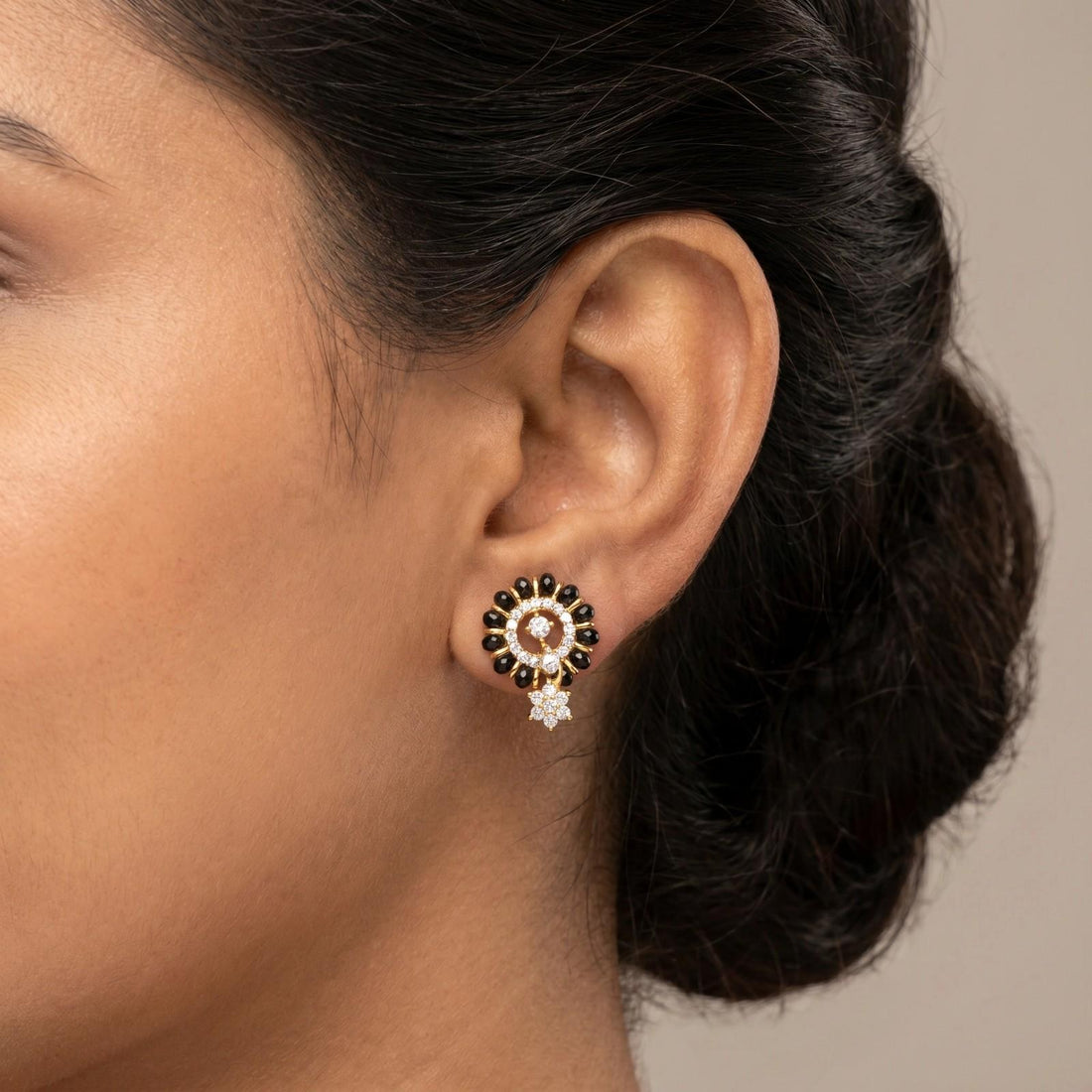 Black Sunflower Stud Earrings