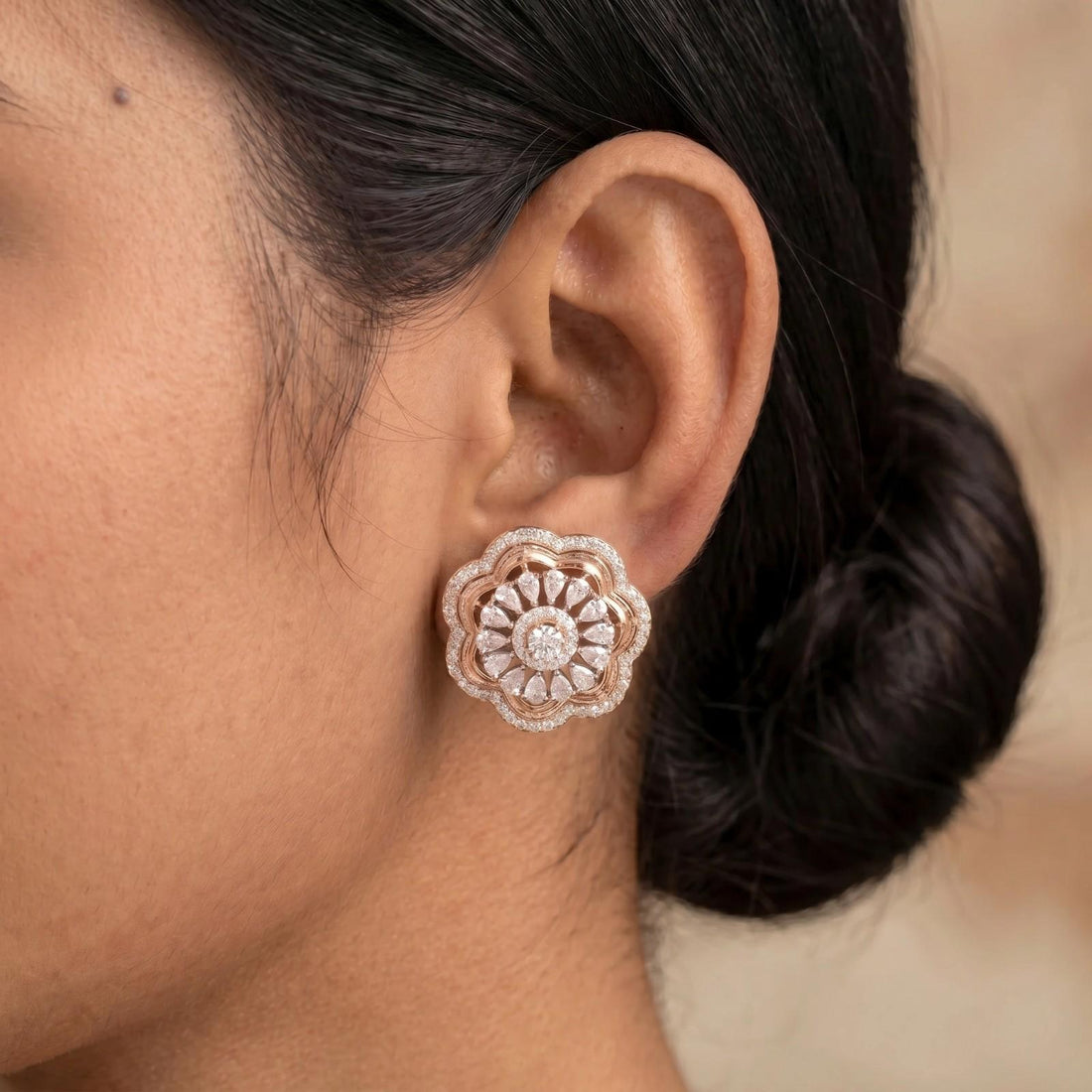 Rose Gold Floral Earring