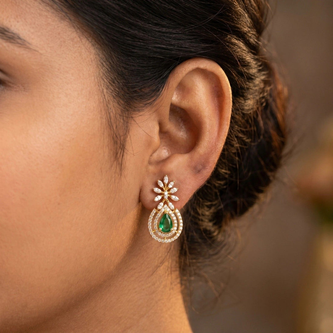 Nizams Emerald Drop Earrings