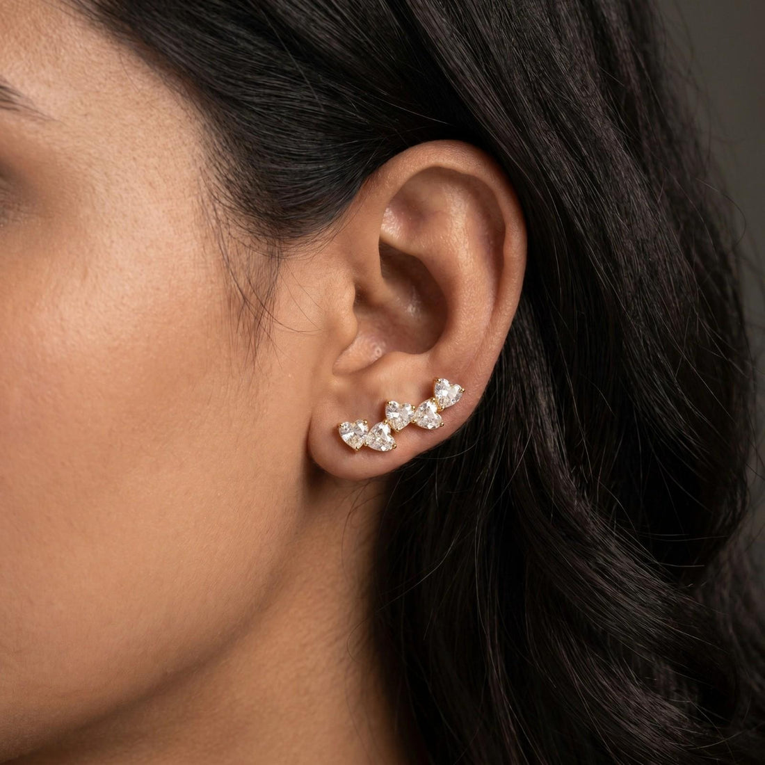 Heart and Baguette Ear Cuff