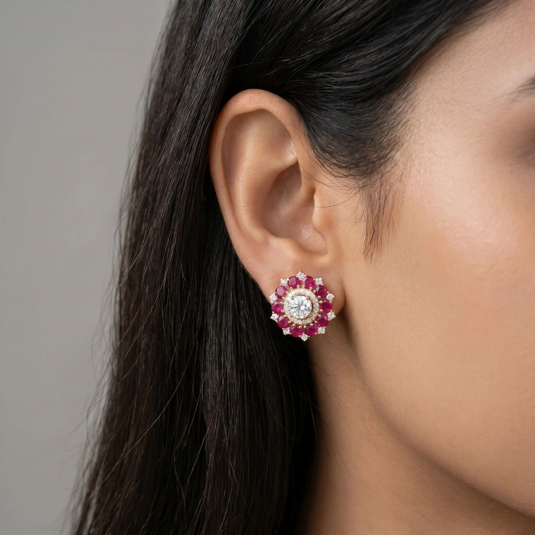Ruby Halo Statement Earrings