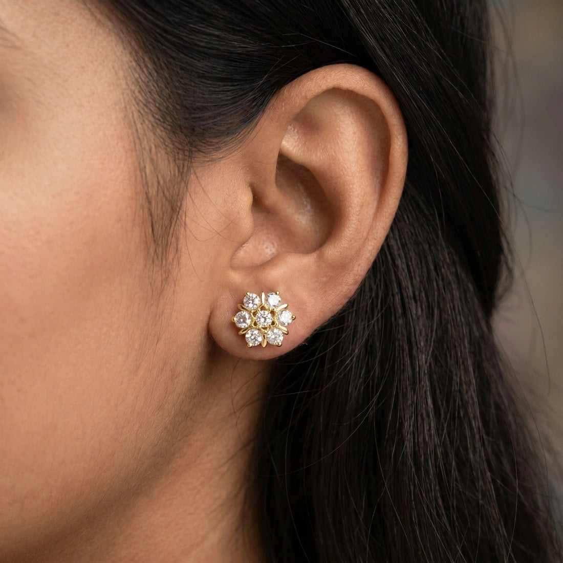 Seven Stone flower Earrings